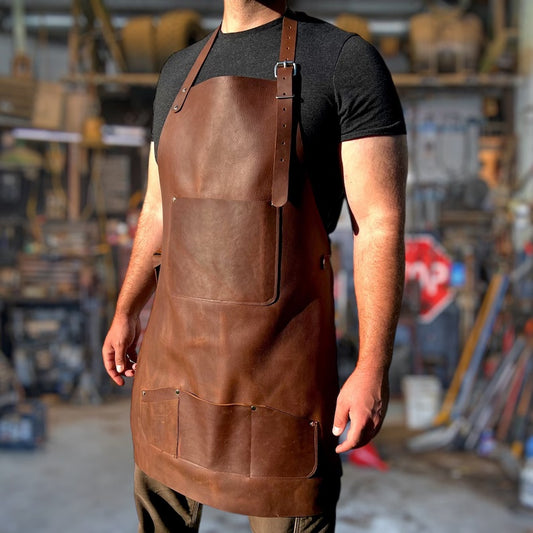 Heavy-Duty Handcrafted Genuine Leather Workshop Apron