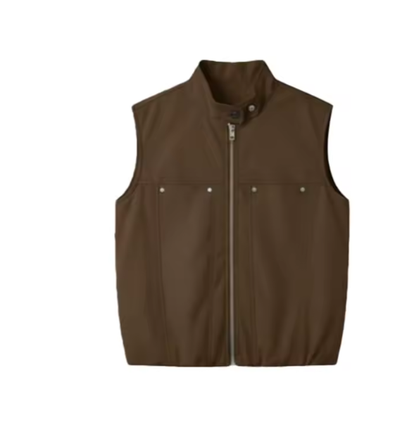 Boys' Casual Stand-Collar Zip-Up Faux Leather Vest – Layered Outwear Gilet