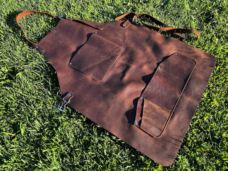 Heavy-Duty Handcrafted Genuine Leather Workshop Apron
