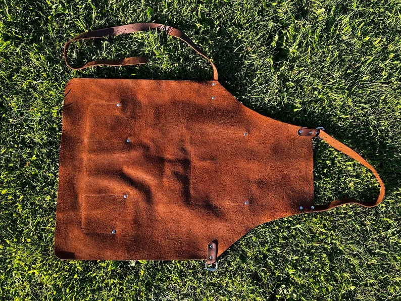 Heavy-Duty Handcrafted Genuine Leather Workshop Apron