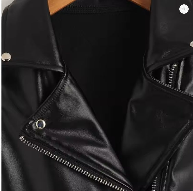 Girls Edgy Asymmetric Zipper PU Leather Biker VestKids Black Faux Leather Moto Vest with Lapel Collar and PocketsGirls Black PU Leather Sleeveless Biker Jacket