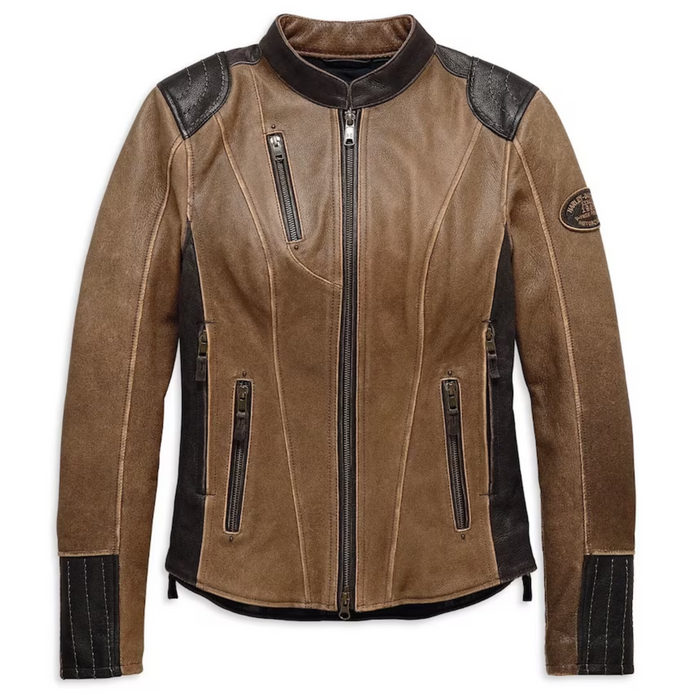 Women's Biker Leather Jacket Harley Davidson Gallun with Triple Vent System for Rugged Style