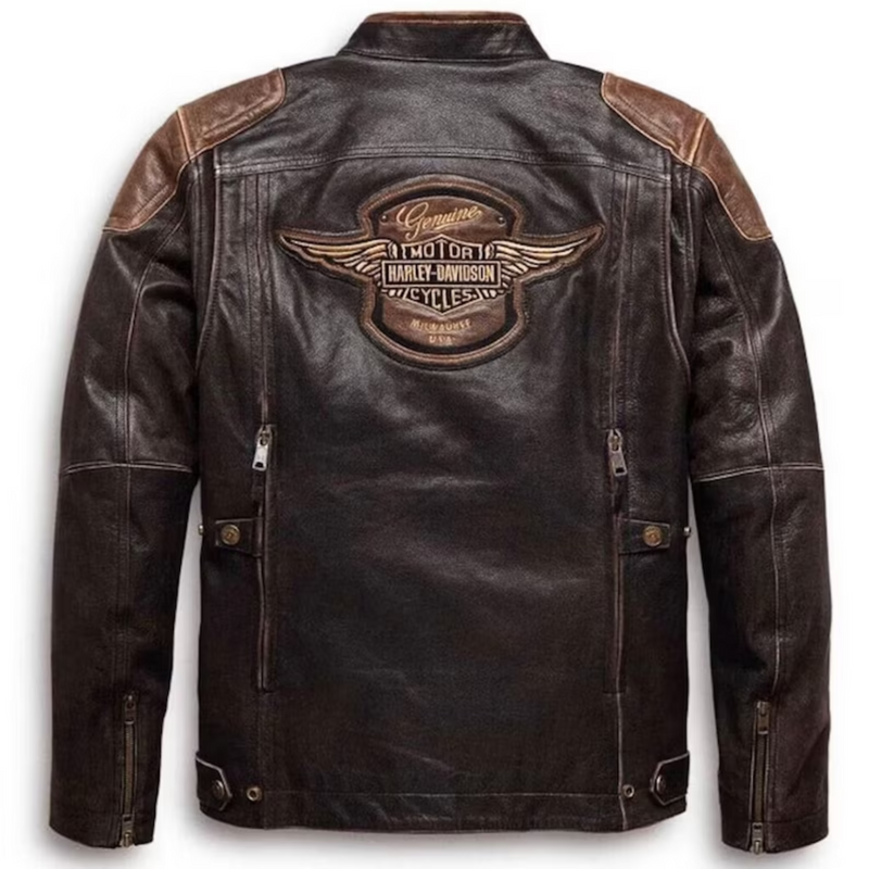 Men's Triple Vent System Harley Davidson Trestle Distressed Biker Leather Jacket: Rugged Road Style