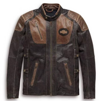 Chaqueta de cuero estilo motociclista con triple ventilación para hombre Harley Davidson Trestle: estilo resistente para la carretera