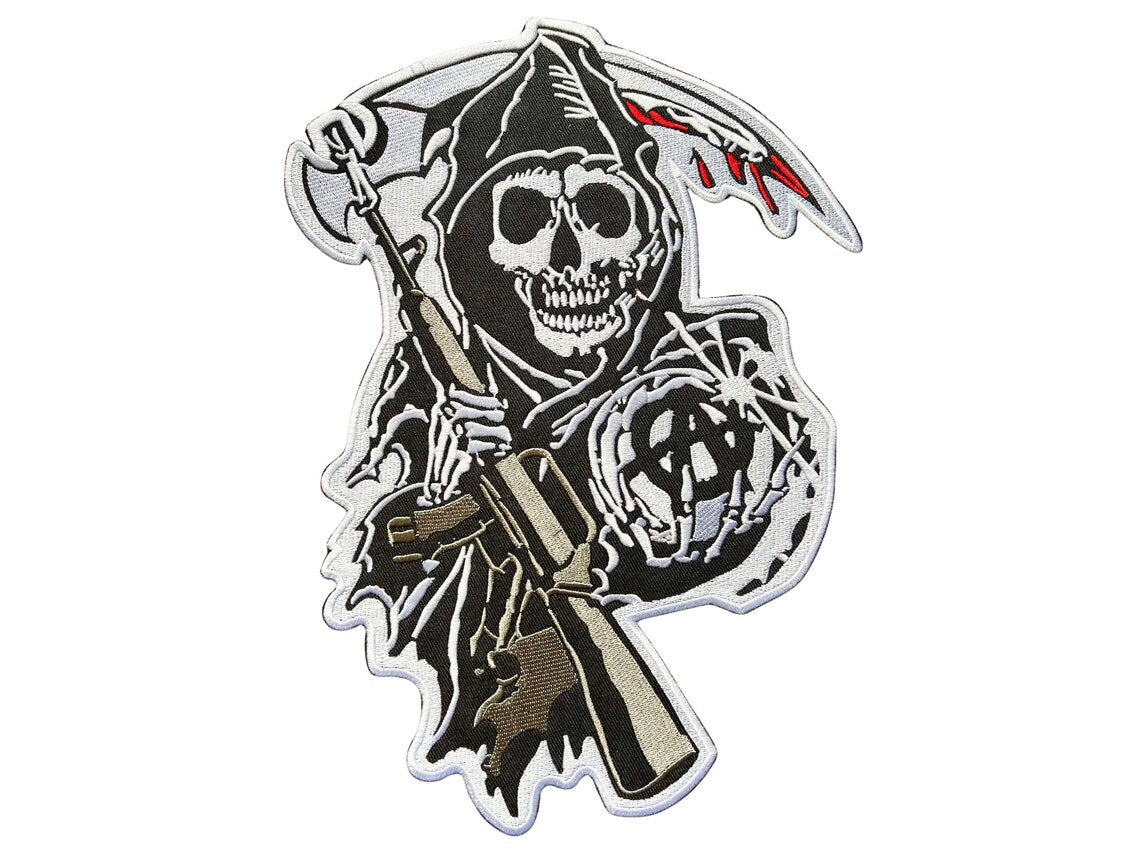 Sons Of Anarchy Embroidered Patches Complete Set Iron On | Jax Teller Leather Vest Patches | Personalized Gift with Custom City Patch