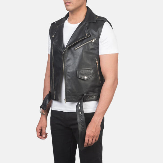 Sullivan Black Leather Biker Vest UNISEX