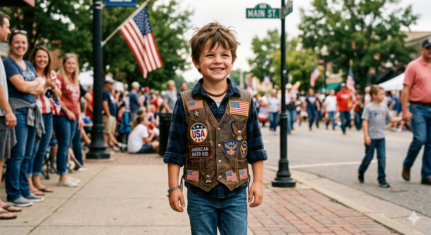 Catchy & Descriptive (Best for General SEO) Kids Patriotic Leather Biker Vest – American Flag & Eagle Patch Custom Waistcoat