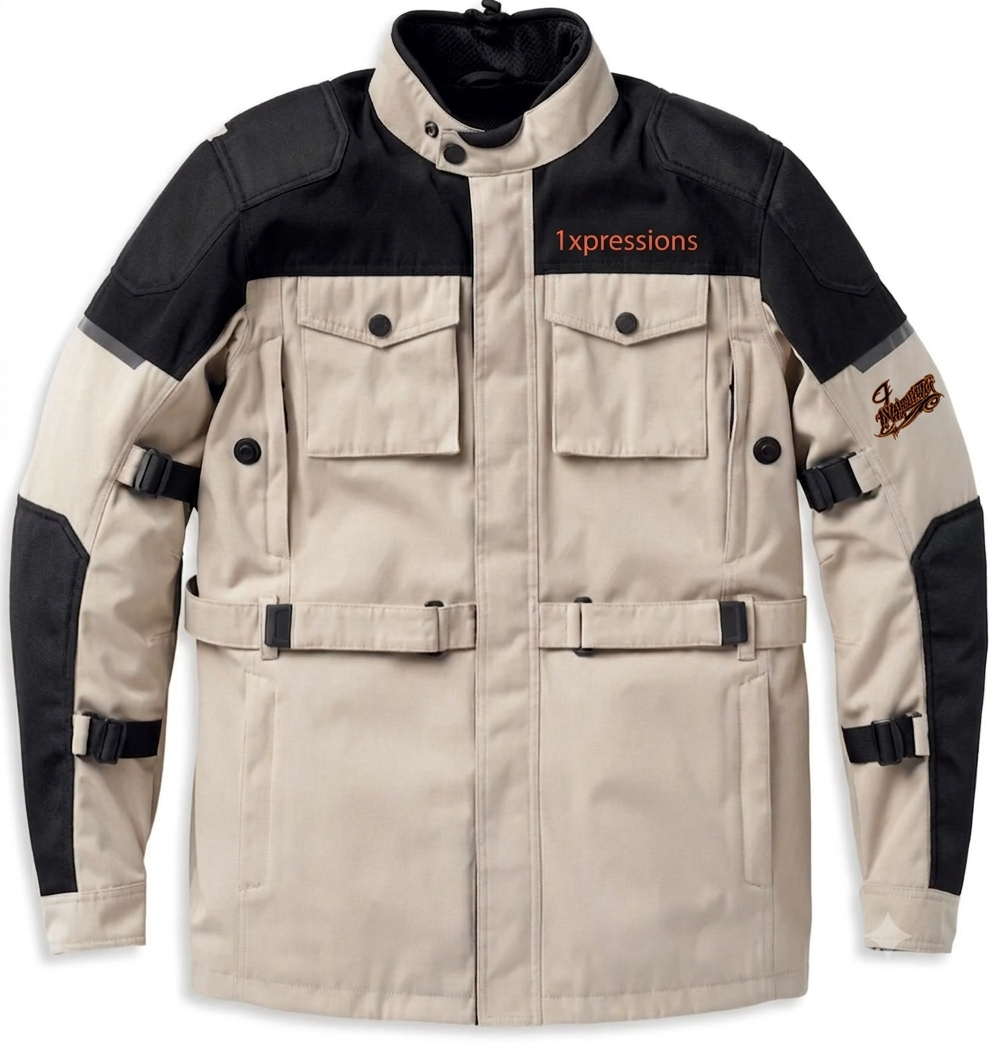1Xexpressions Men's Adventure Touring Motorcycle Jacket – Heavy-Duty Dual-Sport Riding Gear