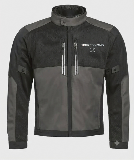 1XPRESSIONS Men's All-Weather Mesh Riding Jacket in Charcoal & Black