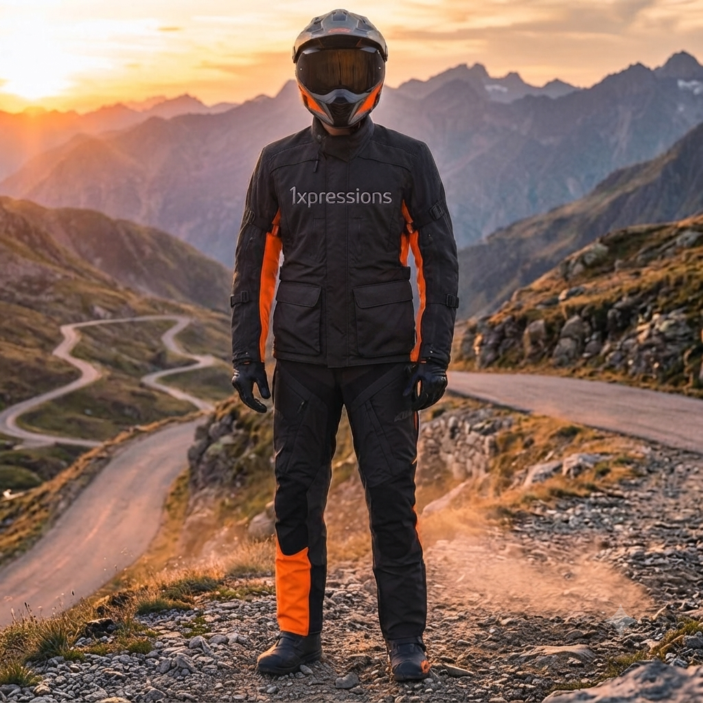 1xpressions All-Terrain Adventure Jacket & Pant Combo 1xpressions Apex Pro Adventure Riding Gear Suit - Black & Orange