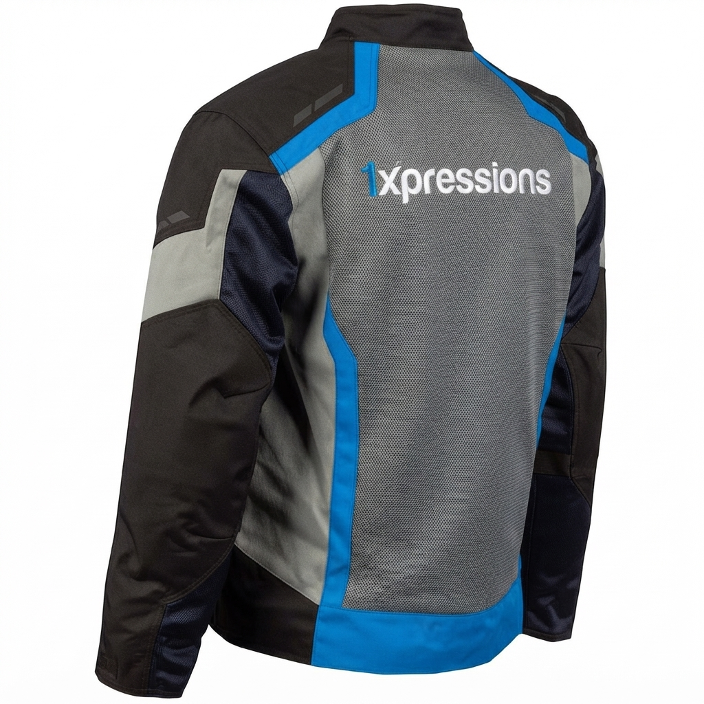 1xpressions Men's Multi-Panel Mesh Riding Jacket - Blue/Black/Grey
