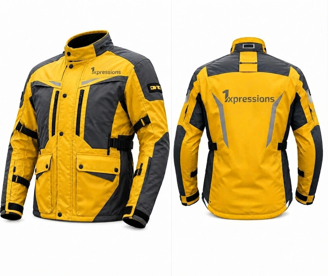1xpressions All-Weather High-Visibility Motorcycle Riding Jacket with Armor Pockets