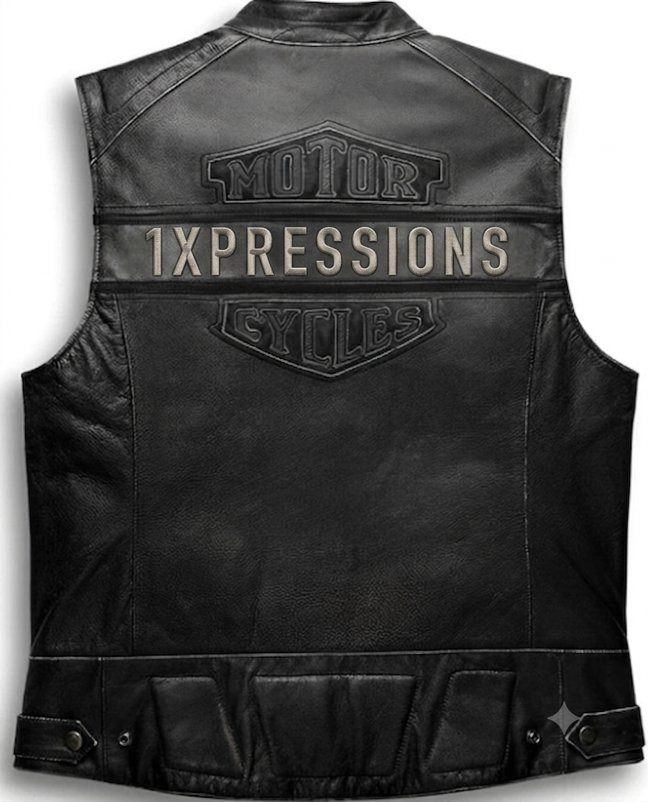 1Xpressions Men's Classic Black Leather Motorcycle Vest