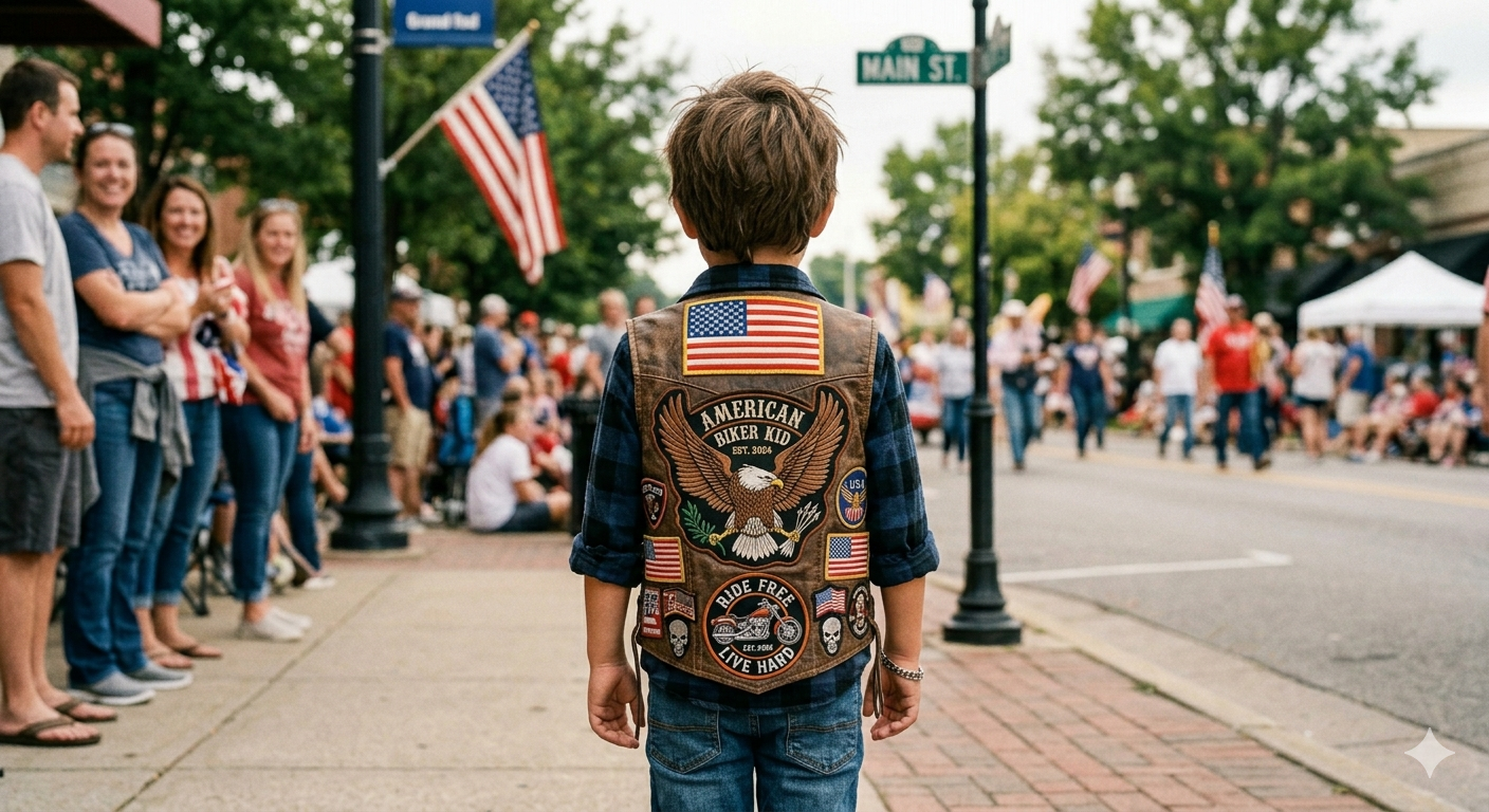 Catchy & Descriptive (Best for General SEO) Kids Patriotic Leather Biker Vest – American Flag & Eagle Patch Custom Waistcoat