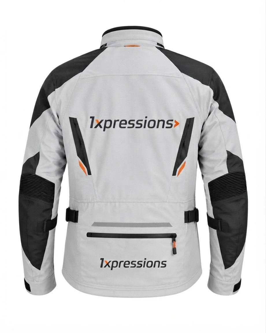 1xpressions Pro-Touring All-Weather Waterproof Motorcycle Jacket - Light Grey/Black1xpressions Adventure Touring Textile Moto Jacket with Armor Pockets