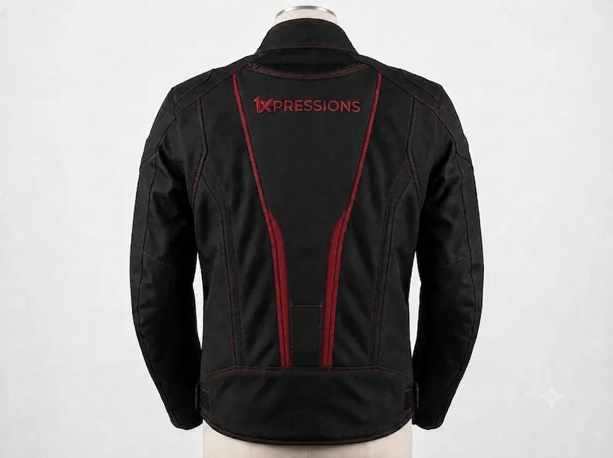 1XPRESSIONS Men's Black and Red Riding Jacket - Protective Motorcycle & Sport Biker Jacket