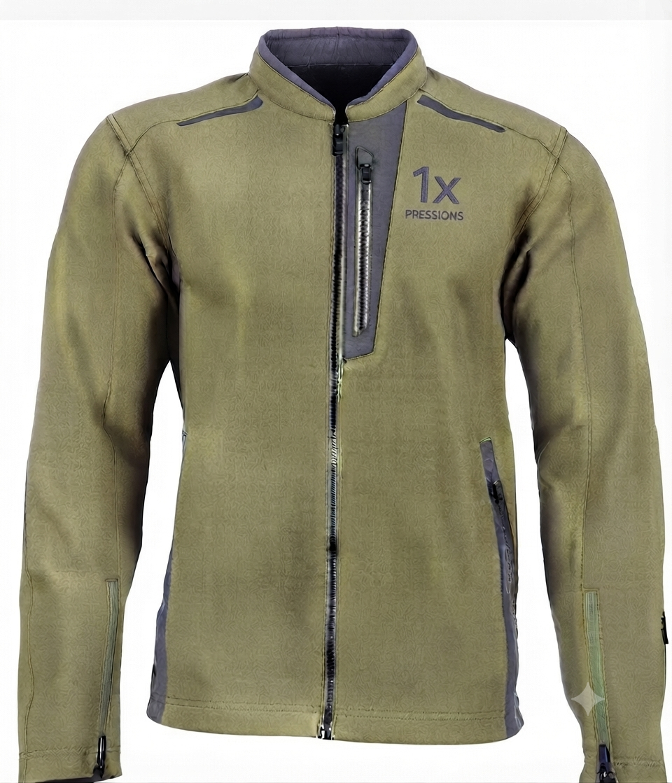 1XPRESSIONS Elite Tactical Jacket – Olive Green "Made in USA" Skull Graphic Rider Jacket