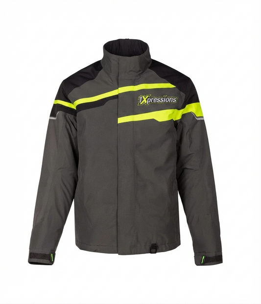 1xPressions Branded High-Visibility Workwear Jacket - Charcoal, Black & Neon Yellow