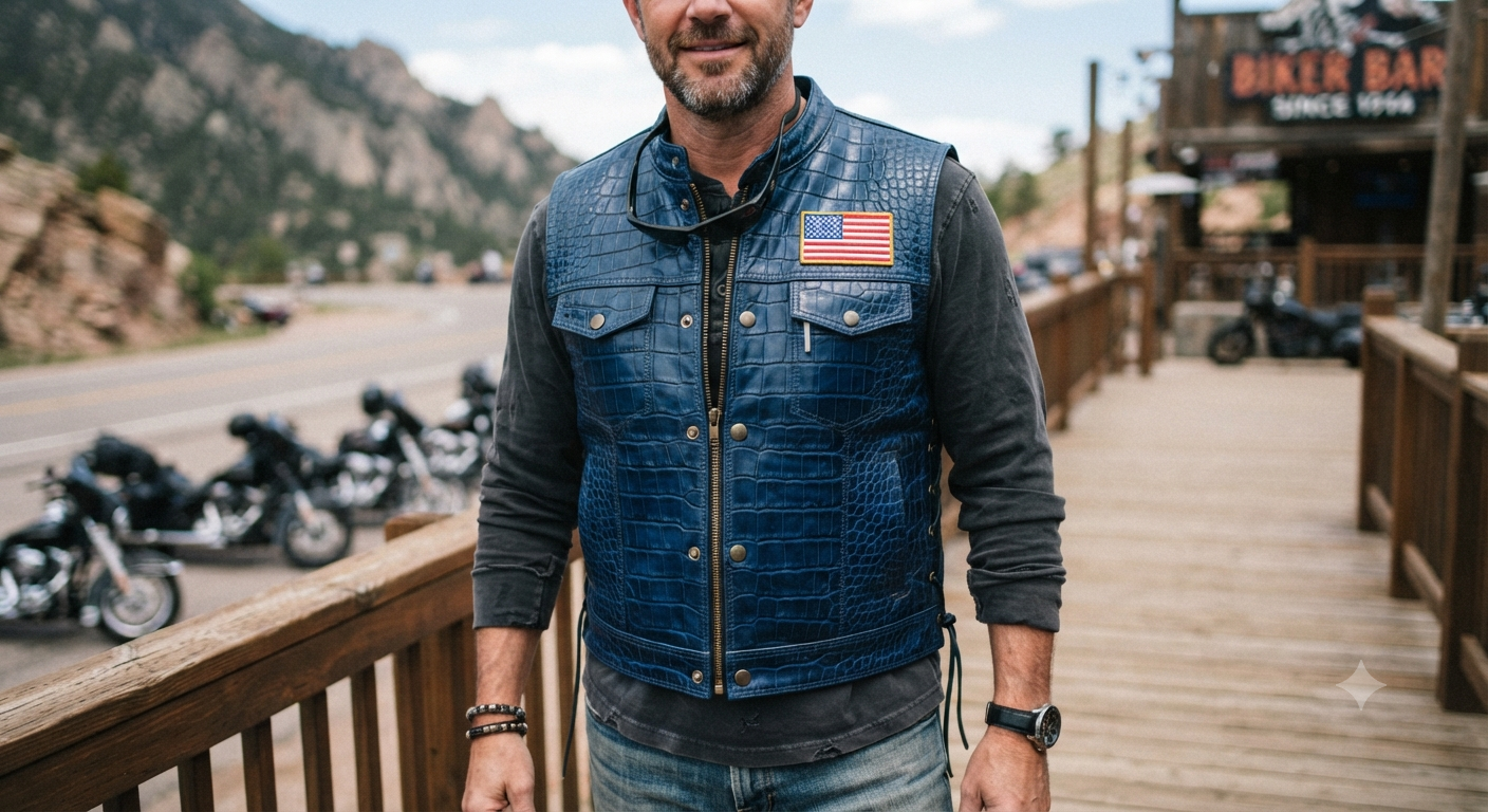Blue Gator Biker Vest
