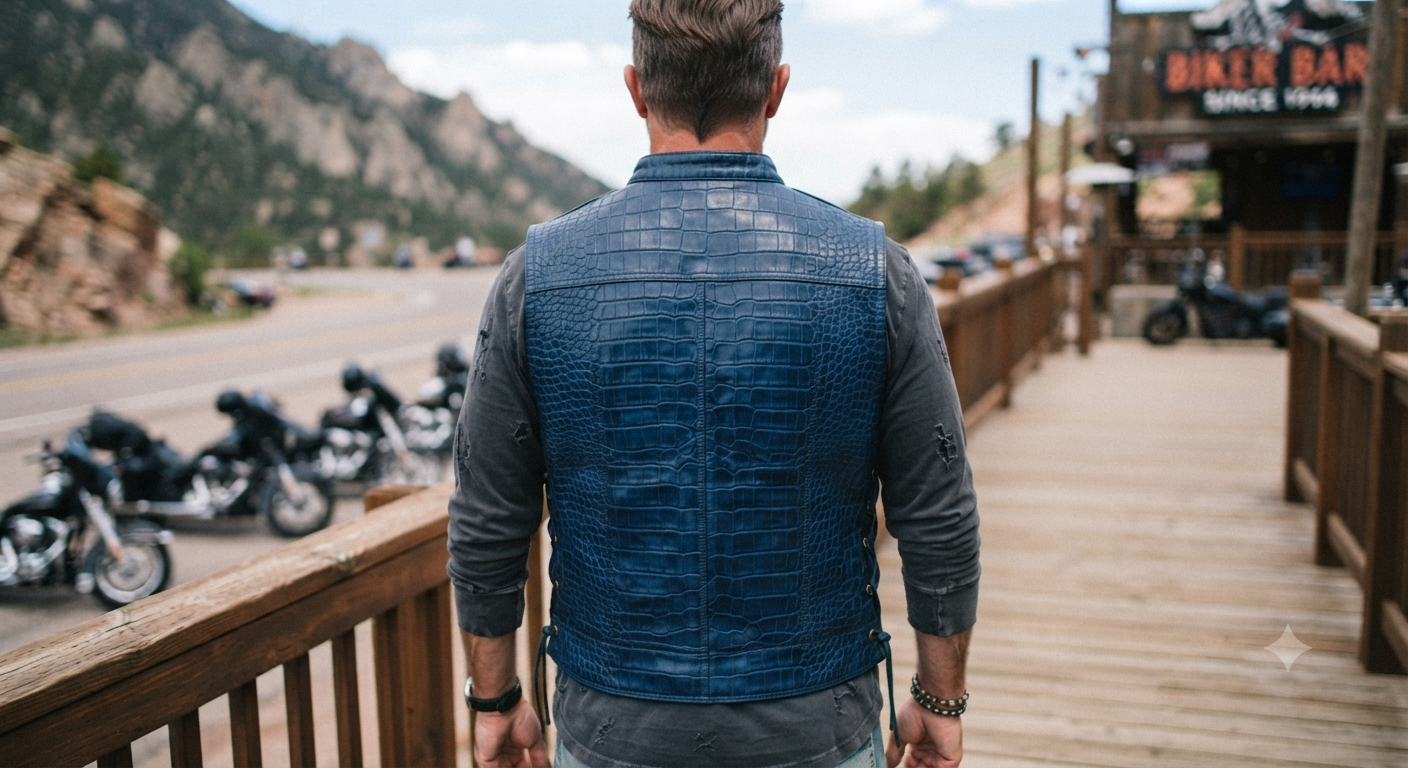 Blue Gator Biker Vest