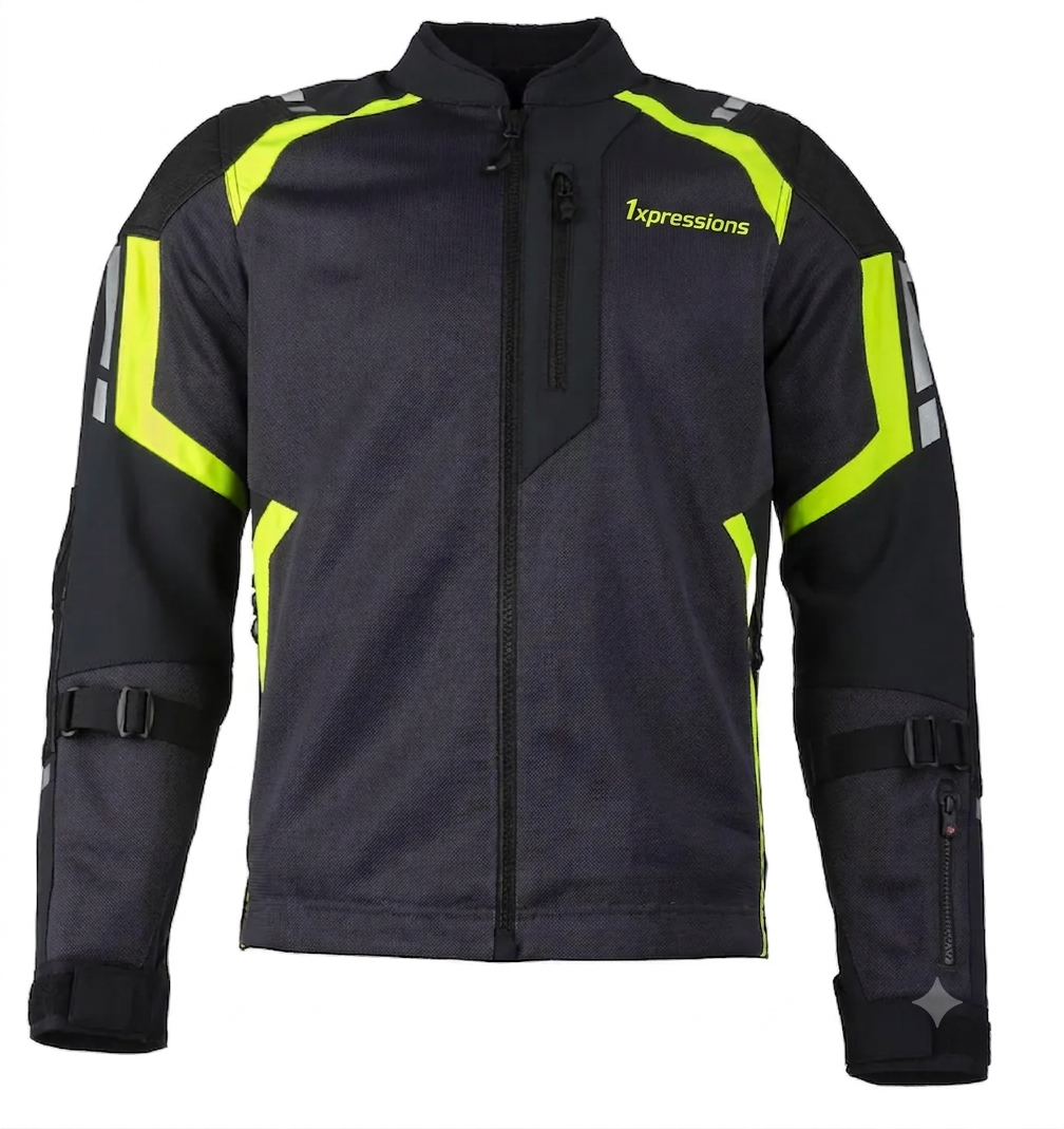 1Xpressions Men's High-Visibility Mesh Motorcycle Riding Jacket