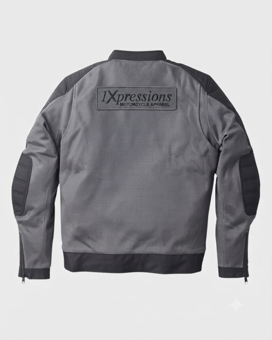 1Xpressions Men's Mesh Riding Jacket - Charcoal Grey & Black