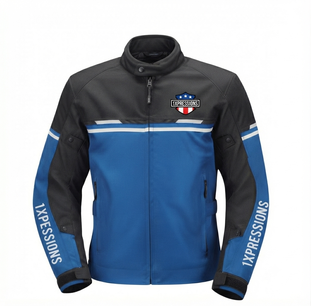 1XPRESSIONS Two-Tone Blue & Black Waterproof Adventure Riding Jacket