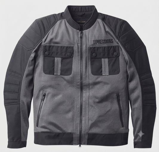1Xpressions Men's Mesh Riding Jacket - Charcoal Grey & Black