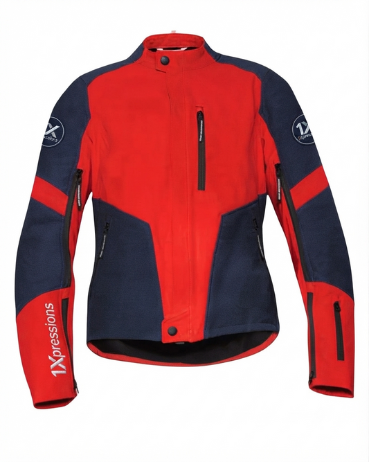 1Xpressions Men's Pro-X All-Weather Riding Jacket  1Xpressions Performance Red & Navy Motorcycle Jacket  Apex Velocity Dual-Tone Riding Jacket by 1Xpressions