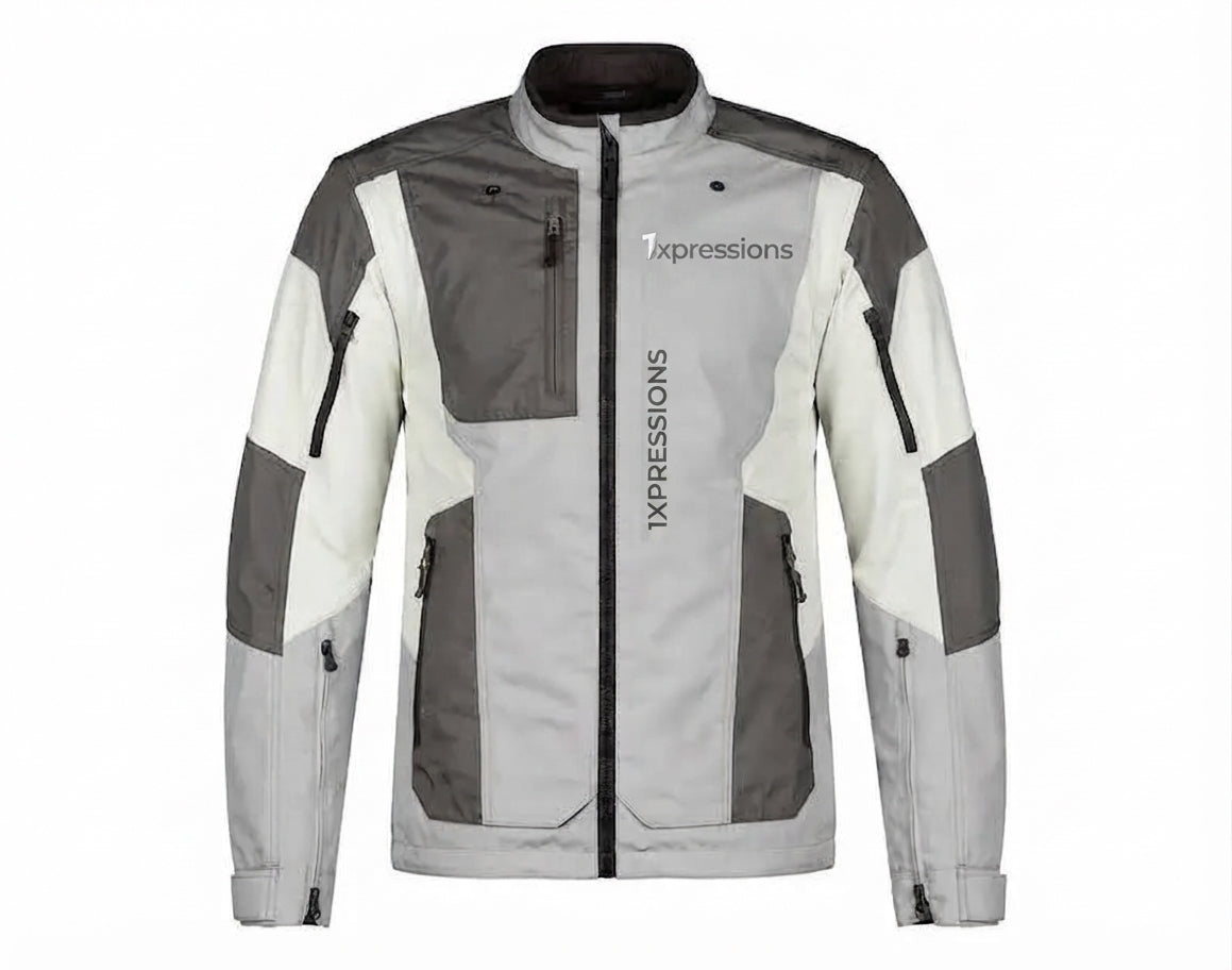 1xpressions Men's Multi-Tone Tourer Riding Jacket – Grey & Off-White