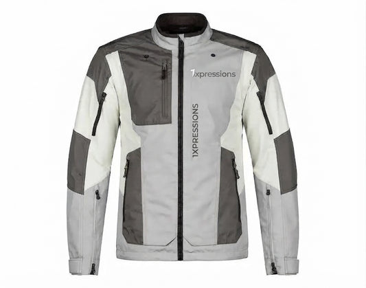 1xpressions Men's Multi-Tone Tourer Riding Jacket – Grey & Off-White