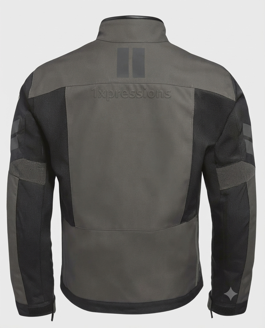 1XPRESSIONS Men's All-Weather Mesh Riding Jacket in Charcoal & Black
