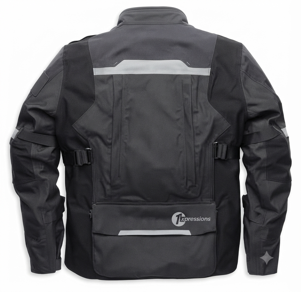 1xpressions Men's Adventure Touring Motorcycle Jacket with Reflective Trim and Utility Pockets