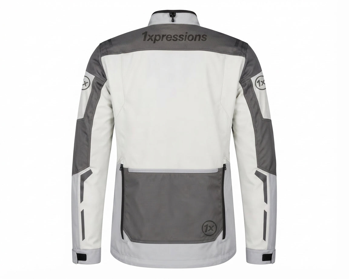 1xpressions Men's Multi-Tone Tourer Riding Jacket – Grey & Off-White