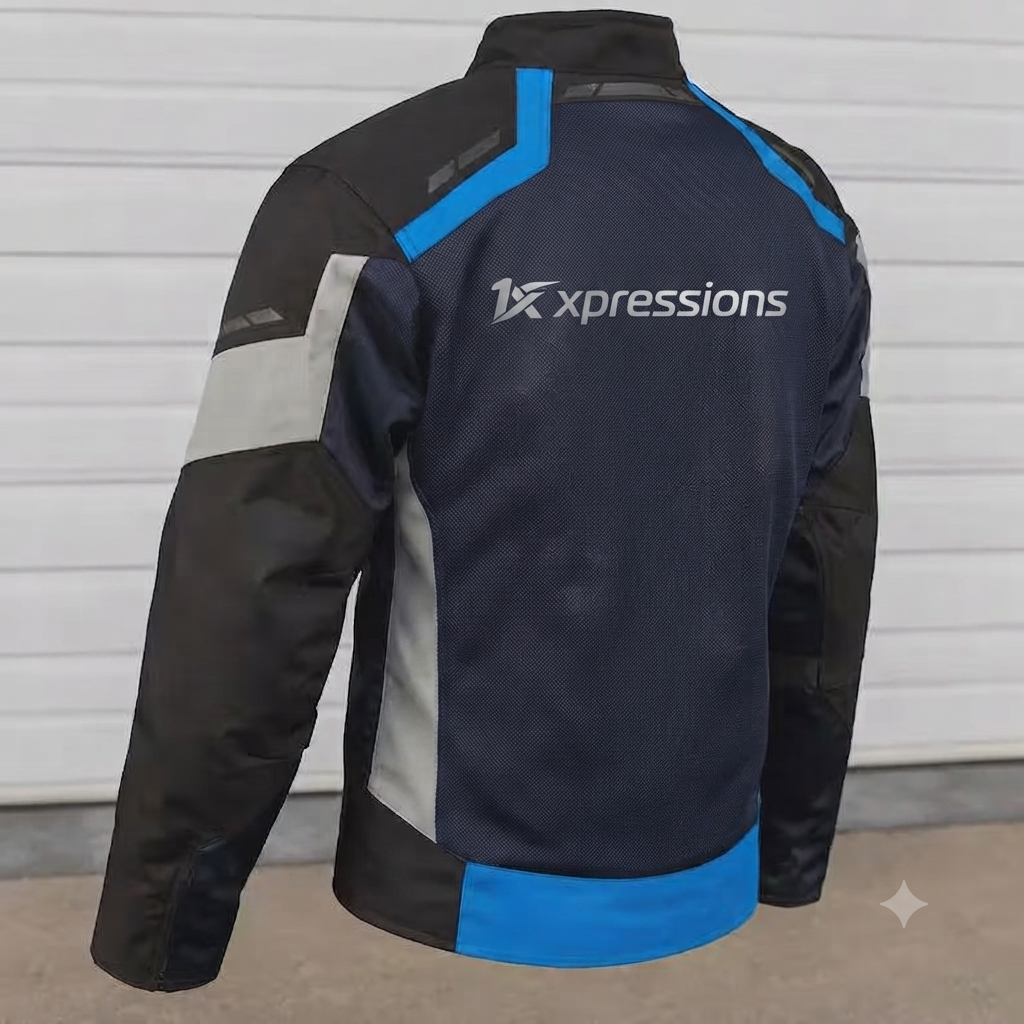 1Xpressions Men's Mesh Riding Jacket - Blue/Black/Grey