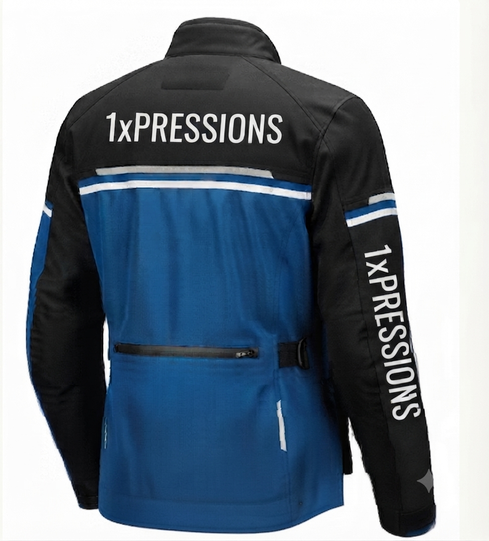 1XPRESSIONS Two-Tone Blue & Black Waterproof Adventure Riding Jacket