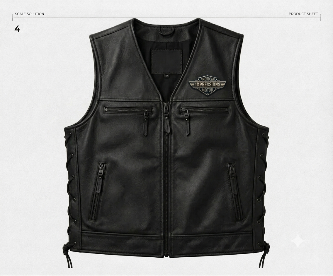 American 1xpressions Motor Premium Leather Riding Vest