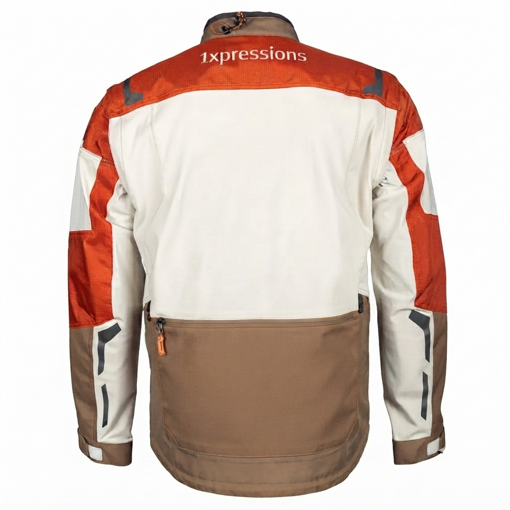 1xpressions Men's Multi-Panel Adventure & Motoring Riding Jacket - Rust, Cream, and Brown