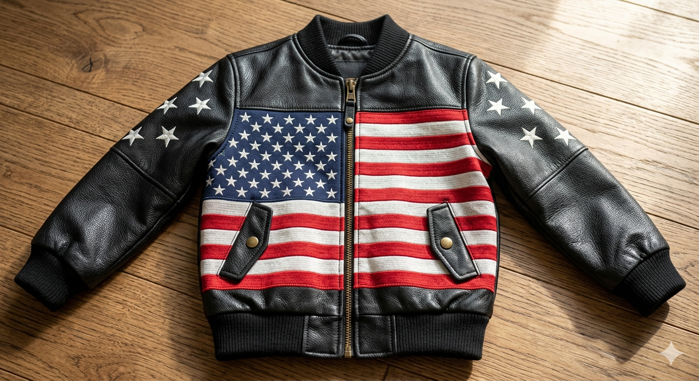 Catchy & Direct): Men’s Vintage Patriotic USA Flag Leather Bomber Jacket