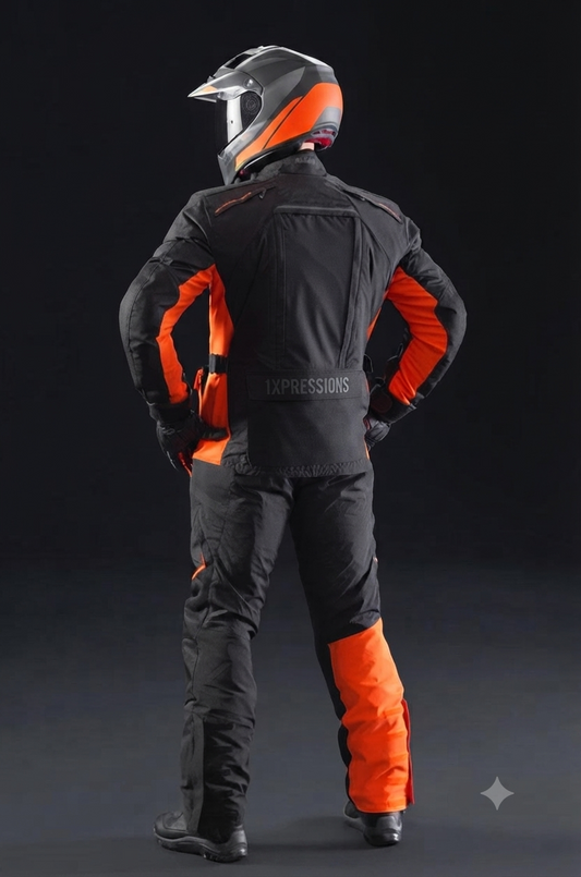 1xpressions All-Terrain Adventure Jacket & Pant Combo 1xpressions Apex Pro Adventure Riding Gear Suit - Black & Orange