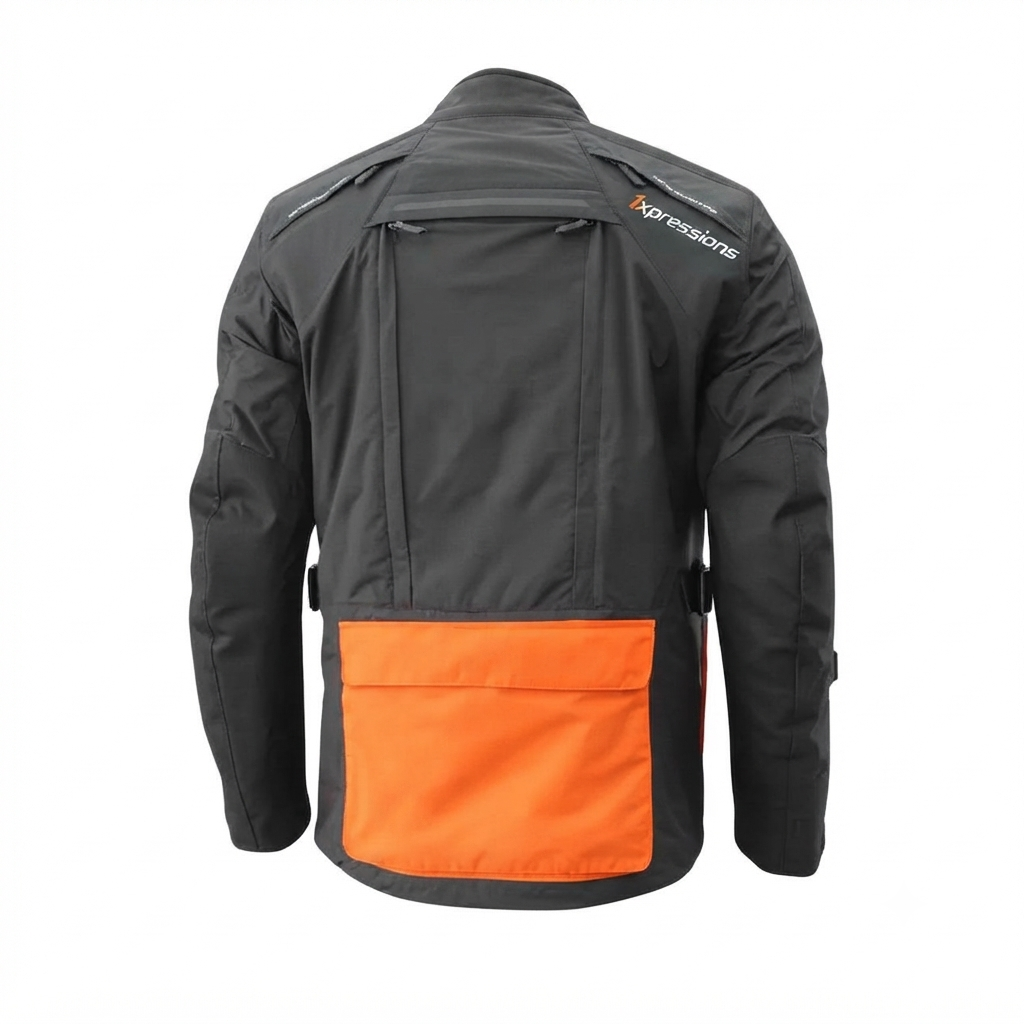 All-Weather Adventure Motorcycle Touring Jacket (Black & Orange)