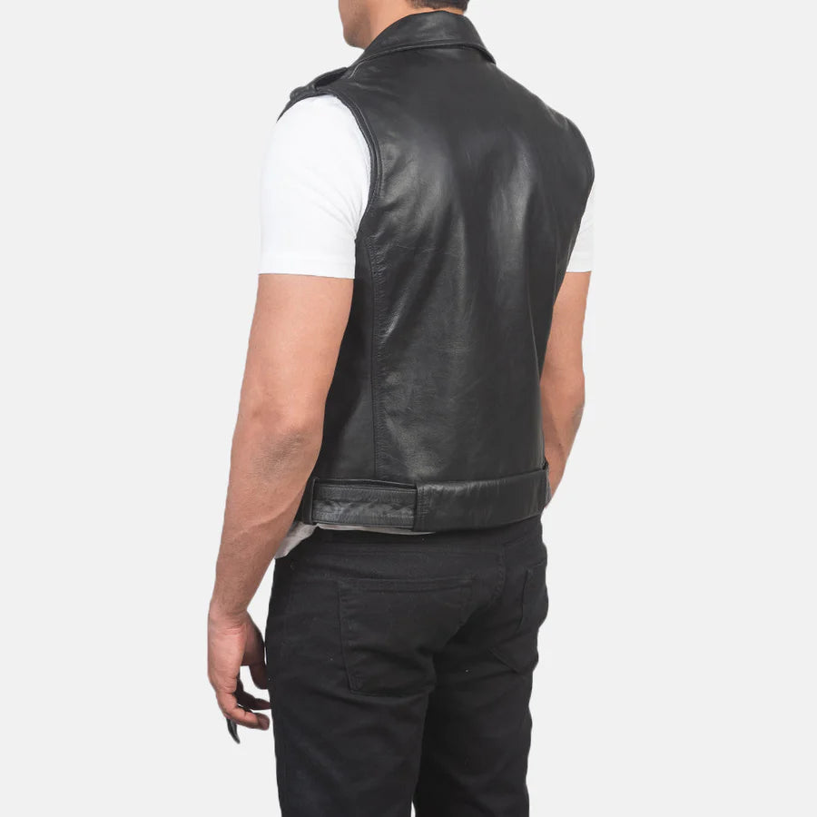 Sullivan Black Leather Biker Vest UNISEX
