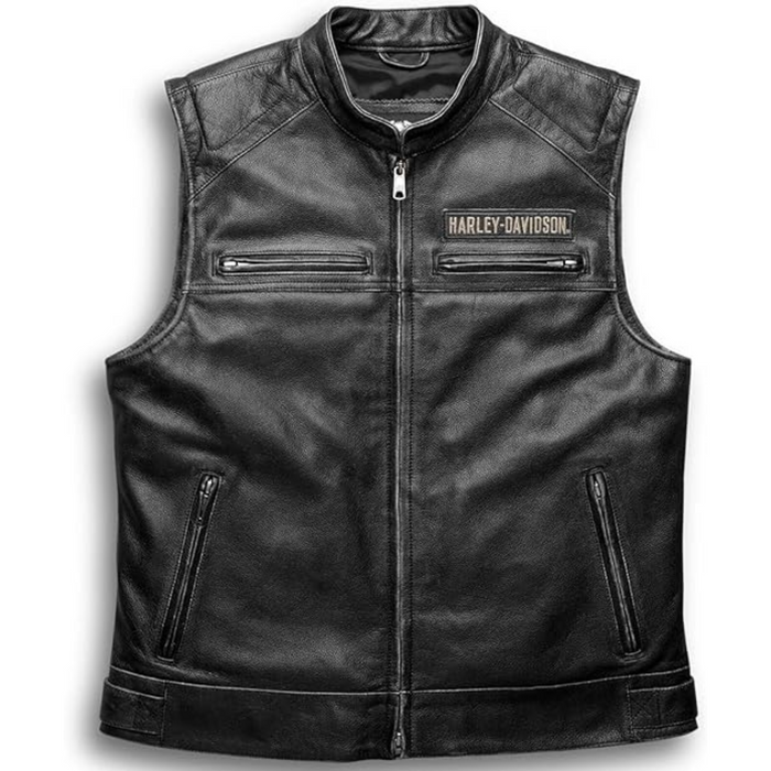Harley HD Men’s Passing Link Leather Biker Vest: Davidson Motorcycle Road Warrior Apparel