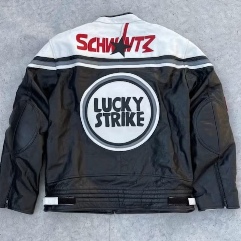 Lucky Strike Leather Jacket for Men: Handmade Vintage Motorcycle Apparel