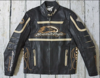 Harley Davidson Echtlederjacke für Herren, RACEWAY Screamin Eagle handgefertigte Lederjacke, Motorradjacke für Herren