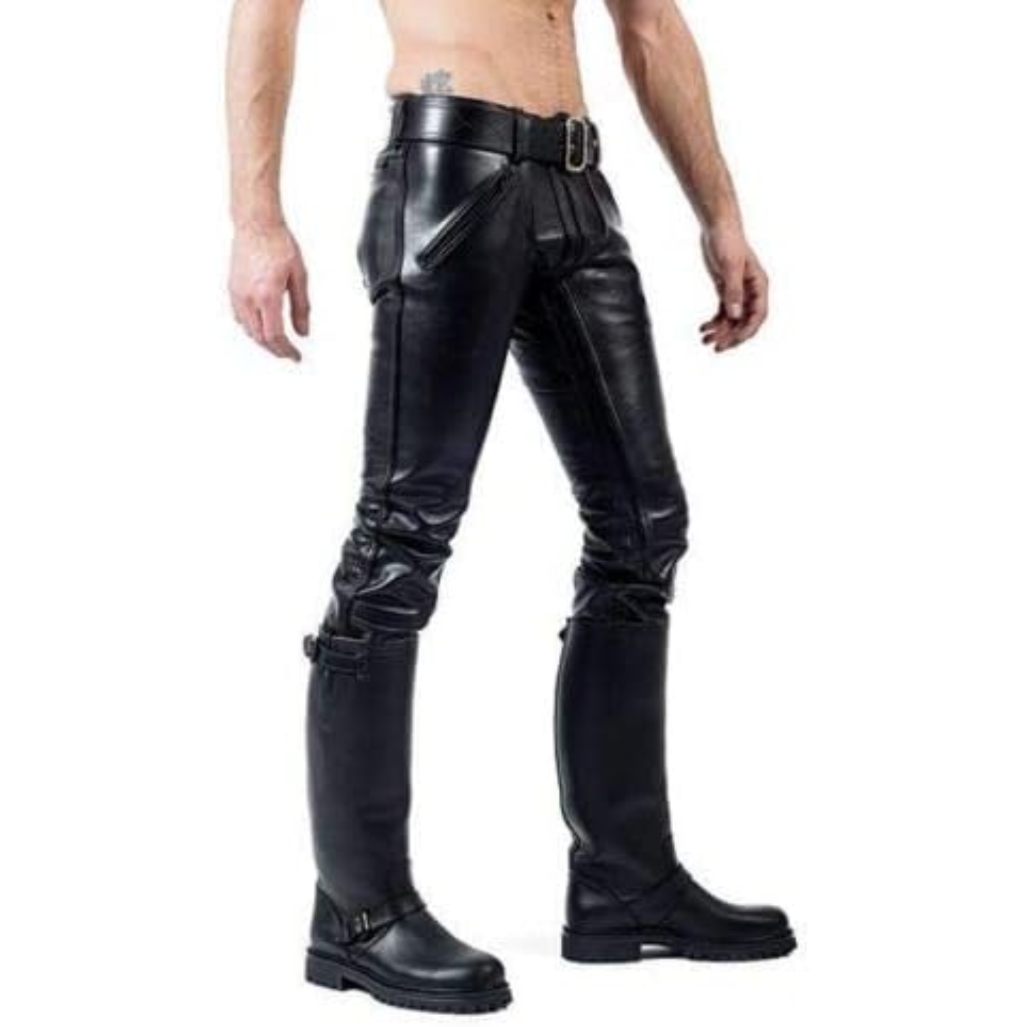 Genuine Black Leather Biker Pants, Side and Front Laces Up Bikers Jean –  1XpressionS