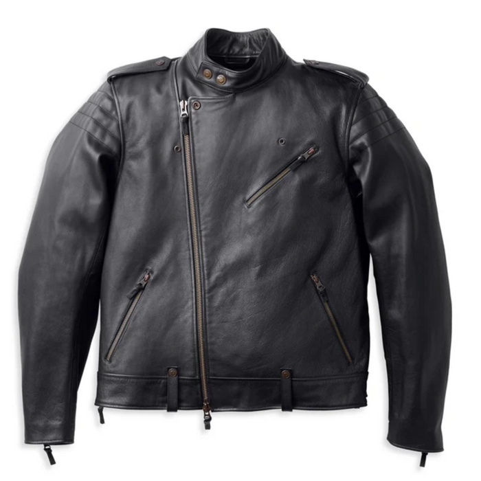 Harley Davidson Chaqueta de cuero Big Sur para hombre, Chaqueta de cuero de vaca 100% real para motocicleta, Chaqueta resistente de cuero negro Harley Davidson, Regalo para hombres