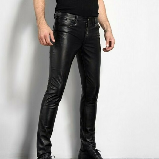 Men's Genuine Sheep Leather Party Pants Slim Fit Leather Pants Classic Plain Pants Bike Racing Pants Real Leather Bikers Pant Handmade Pant Classic Look Leather Pants Side Laces Pant Gift for Mens Gift for Him Black Leather Bikers Pant