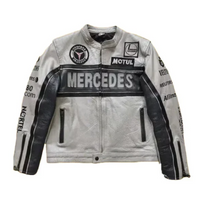 Men's Grey Black Mercedes Benz Leather Jacket: Sleek and Stylish