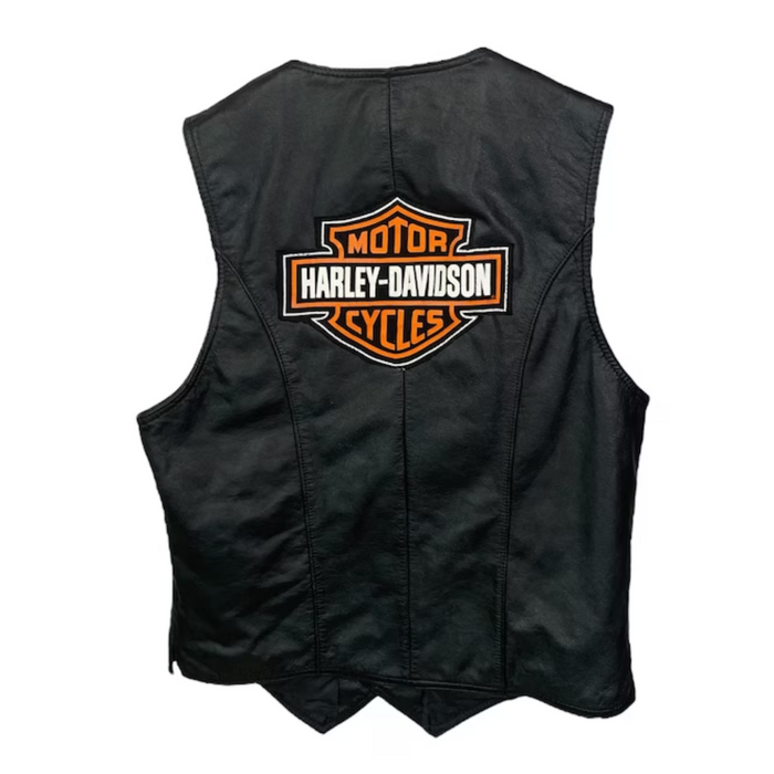 Harley Davidson Men's XS Genuine Leather Black Moto Vest: Quick Ship Available